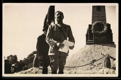 Foto-AK Monument du 9` Cuirasseurs 1914-1918, Inauguration