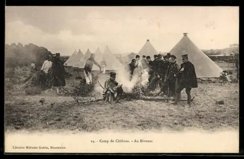 AK Camp de Chalons, Au Bivouac