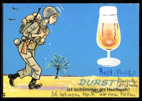 AK Durst ist schlimmer als Heimweh, Durstiger Soldat und Bierglas, Bundeswehr