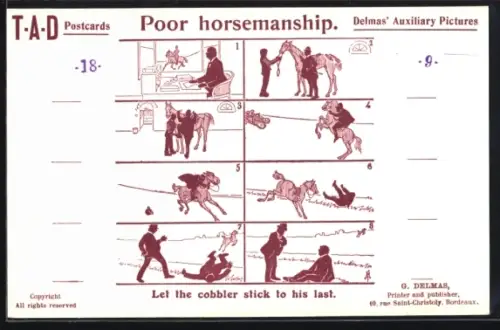 AK Poor horsemanship, Let the cobbler stick to his last, Delmas` Auxiliary Pictures
