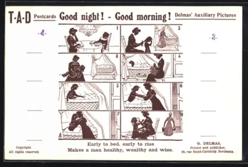 AK T-A-D Delmas Auxiliary Pictures, Good night! Good morning!, Sprachunterricht