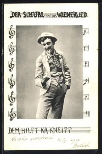 AK Der Schurl und das Wienerlied, Dem hilft ka Kneipp, Portrait, Noten