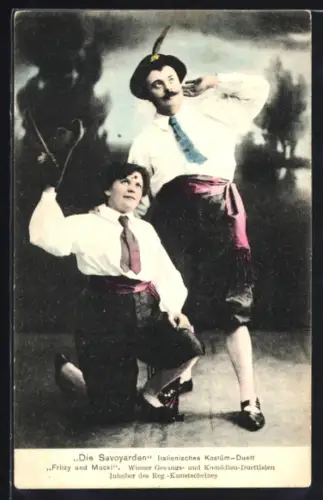 AK Duettisten Fritzy und Mucki als Die Savoyarden