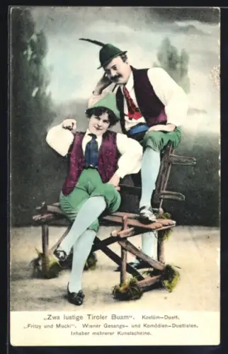 AK Duettisten Fritzy und Mucki als Zwa lustige Tiroler Buam