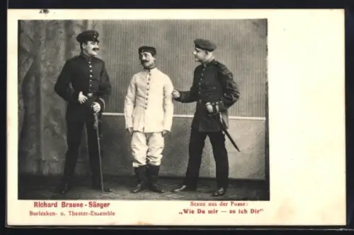 AK Richard Braune-Sänger, Szene aus der Posse Wie du mir, so ich Dir