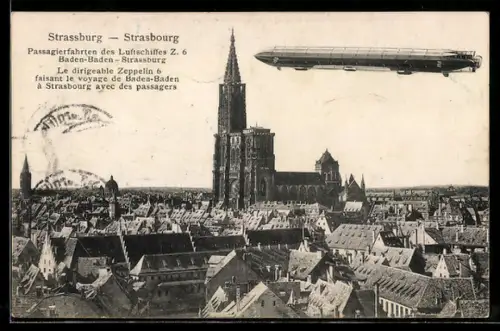 AK Strassburg, Passagierfahrten des Luftschiffes Z.6 zwischen Baden-Baden und Strassburg