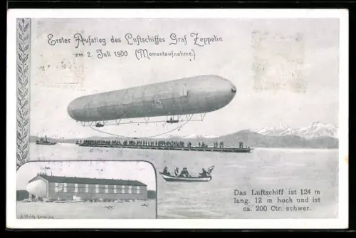 AK Erster Aufstieg des Luftschiffes Graf Zeppelin 1900