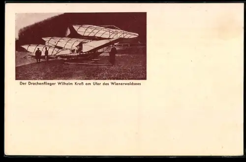 AK Der Drachenflieger Wilhelm Kress am Ufer des Winerwaldsees