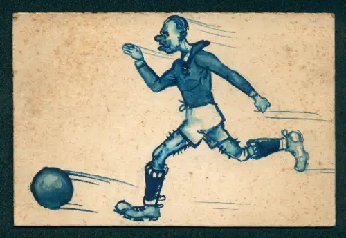 Handzeichnung Mann beim Fussballspiel läuft einem Ball nach