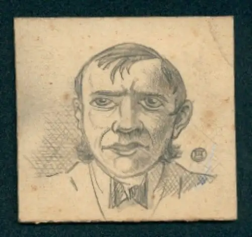 Handzeichnung Portrait eines Mannes mit Fliege