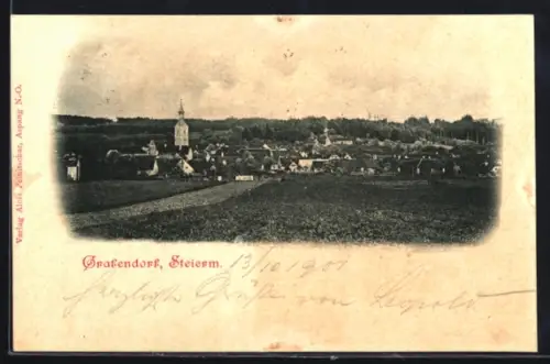 AK Grafendorf /Steierm., Panorama mit Ort und Kirche