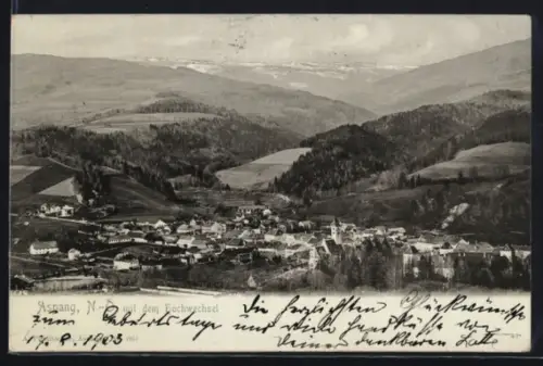 AK Aspang /N.-Ö., Panorama mit Ort und Hochwechsel