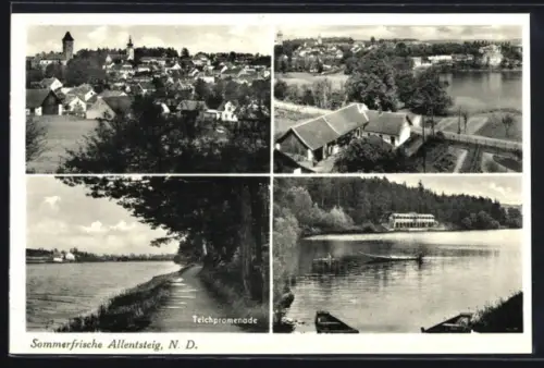 AK Allentsteig /N. D., Teichpromenade, Ortsansicht mit Kirche