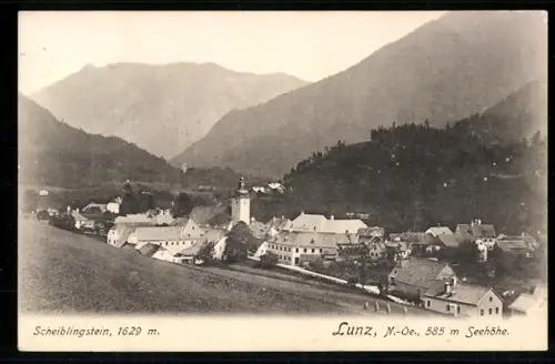 AK Lunz /N.-Oe., Panorama mit Kirche und Scheiblingstein