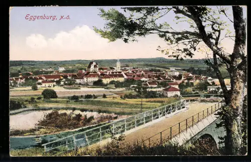 AK Eggenburg /N.-Ö., Panorama mit Brücke und Kirche