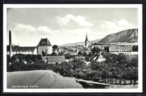 AK Hainburg a. Donau, Panorama mit Kirche