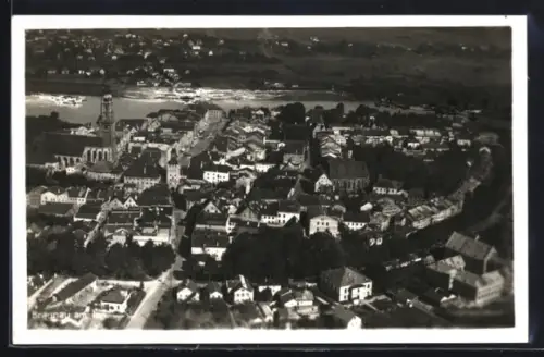 AK Braunau am Inn, Panorama mit Kirche
