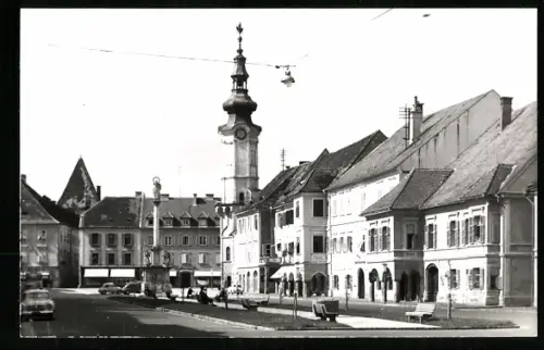 AK Radkersburg, Ortspartie mit Kirchturm