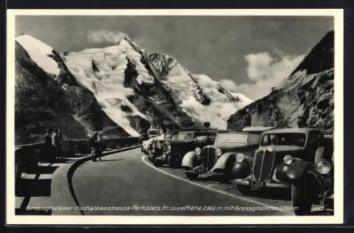 AK Grossglockner-Hochalpenstrasse, Parkplatz Fr. Josefhöhe mit Grossglockner