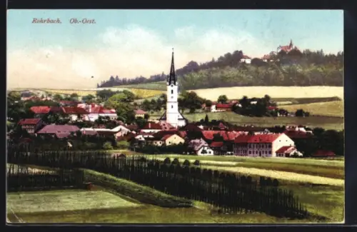 AK Rohrbach /Ob. Öst., Panorama mit Kirche