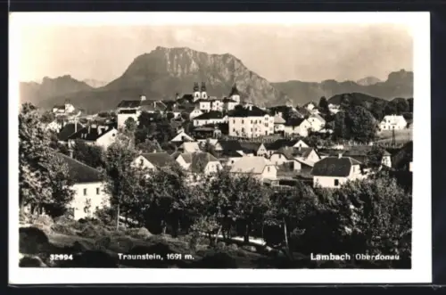 AK Lambach /Oberdonau, Panorama mit Traunstein