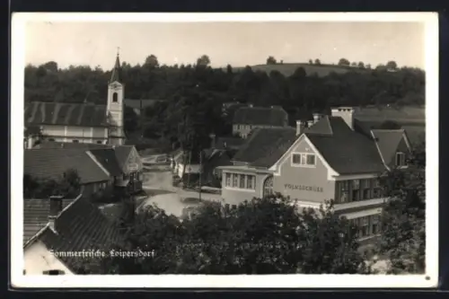 AK Loipersdorf, Panorama mit Volksschule und Kirche