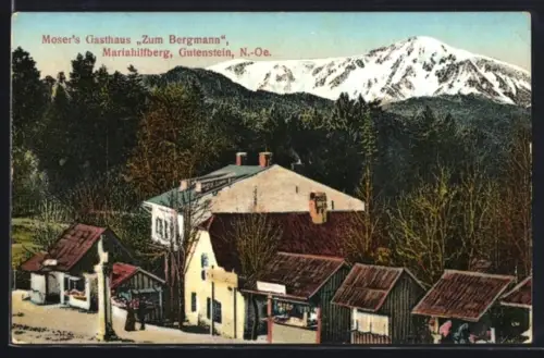AK Gutenstein /N.-Oe., Moser`s Gasthaus `Zum Bergmann`, Mariahilfberg