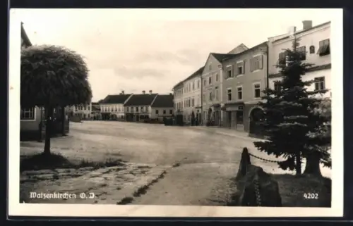 AK Waizenkirchen /O. D., Platz mit Häuserzeile