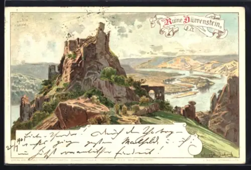 Lithographie Dürrenstein, Burgruine