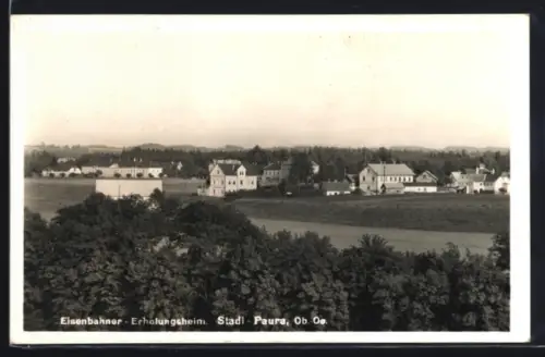 AK Stadl-Paura /Ob. Oe., Eisenbahner-Erholungsheim mit Umgebung aus der Vogelschau