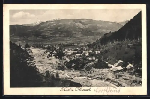 AK Trieben /Oberstmk., Talansicht mit Ort und Gebirgspanorama