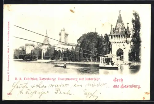 AK Laxenburg, Franzensburg mit Überfuhr