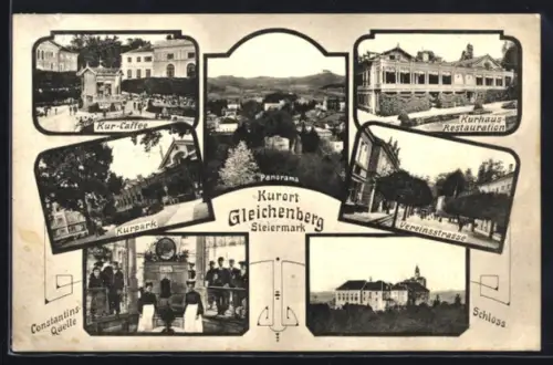 AK Gleichenberg /Steiermark, Kur-Caffee, Kurhaus-Restauration, Kurpark, Vereinsstrasse, Rahmen