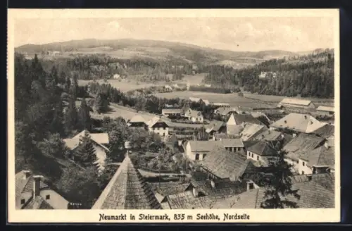 AK Neumarkt in Steiermark, Nordseite des Ortes aus der Vogelschau