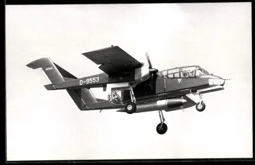 Fotografie Flugzeug Rockwell OV-10 Bronco Zielschleppflugzeug Kennung D-9553, Schiessplatzstaffel in Lübeck-Blankensee