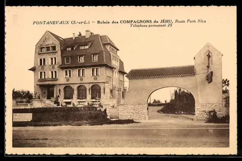 AK La Chapelle-de-Guinchay /S.-et-L., Pontanevaux, Relais des Compagnons de Jéhu, Route Paris Nice