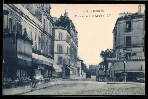 AK Asnières, Place et rue de la Comete