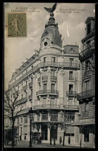 AK Grenoble, Avenue Alsace-Lorraine, la Coupole Dauphinoise et l`Aigle des Alpes