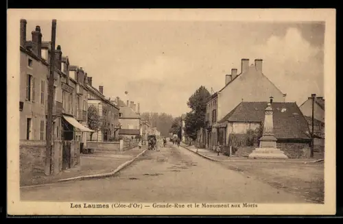 AK Les Laumes /Côte-d`Or, Grande-Rue et le Monument aux Morts