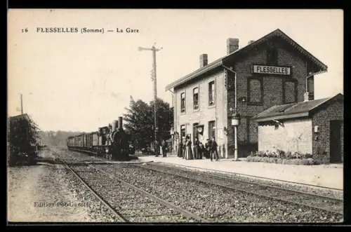 AK Flesselles /Somme, La Gare