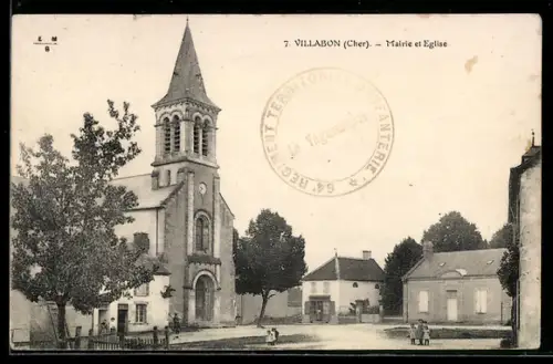 AK Villabon /Cher, Mairie et Eglise