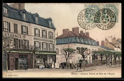AK Melun, Avenue Thiers et Rue de l'Ouest