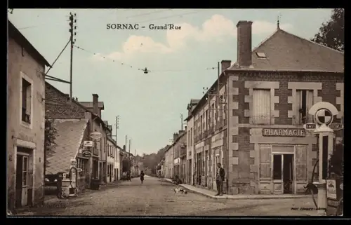 AK Sornac, Grand`Rue, Strassenpartie