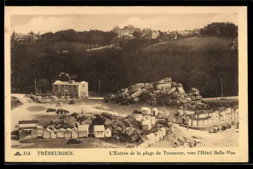 AK Trébeurden, L`Entrée de la plage de Tresmeur, vers l`Hôtel Belle-Vue