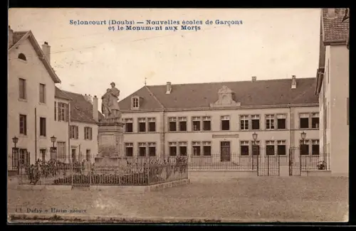 AK Seloncourt /Doubs, Nouvelles écoles de Garcons et le Monument aux Morts