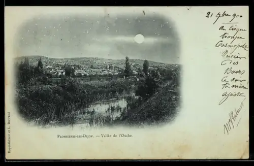 Mondschein-AK Plombières-les-Dijon, Vallée de l`Ouche