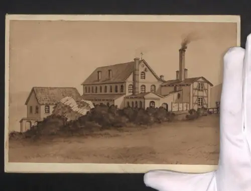 Handzeichnung Ansicht Sundern-Stemel, Papier- und Holzstoff-Fabrik von August Severin 1892