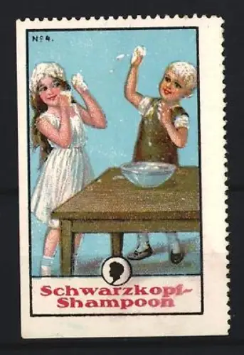 Reklamemarke Schwarzkopf Shampoo, Kinder Spielen beim Waschen miteinander