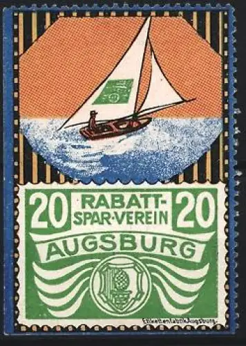 Reklamemarke Augsburg, Rabatt-Spar-Verein, Segelboot