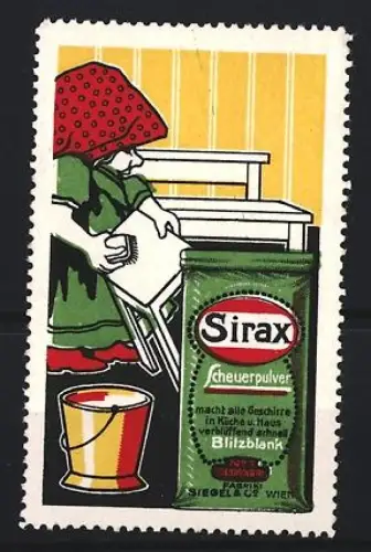 Reklamemarke Wien, Sirax Scheuerpulver, Kind mit Eimer